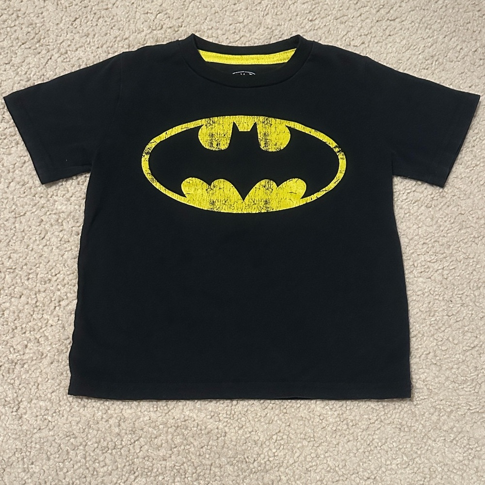Batman Black Tee with Distressed Yellow Logo